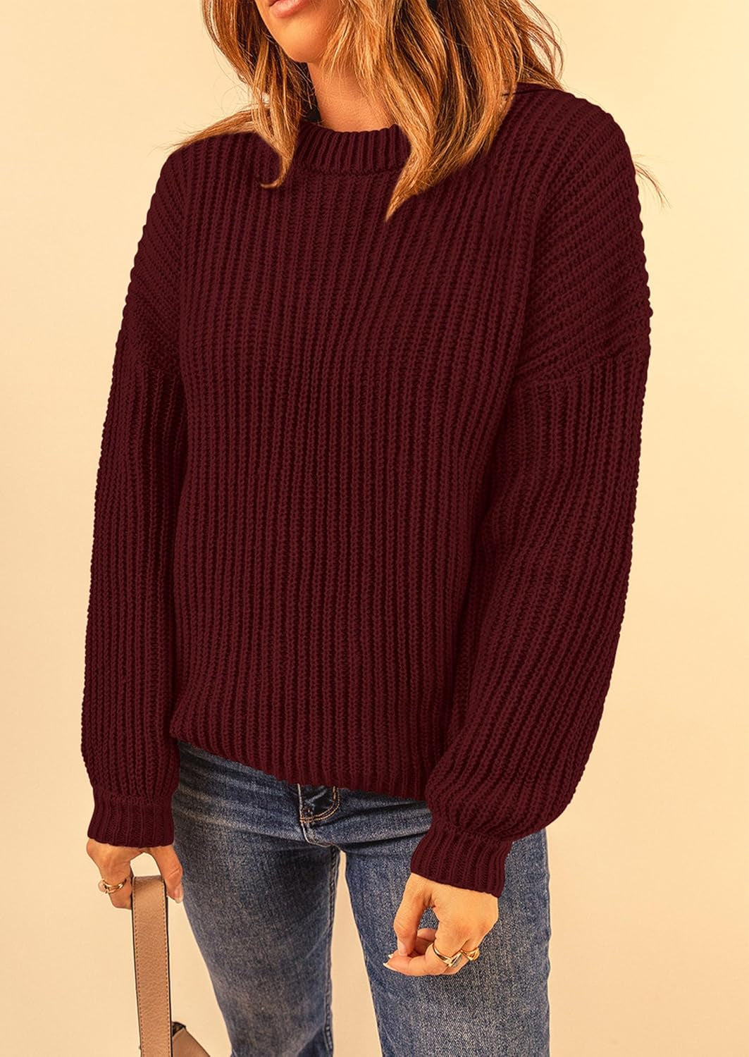 Fall Sweaters for Women 2025 Fashion Long Sleeve Casual Ribbed Knit Winter Clothes Pullover Jumper Tops