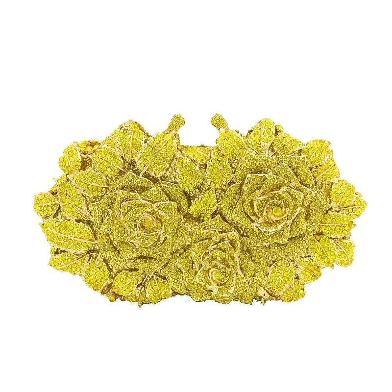 (In Stock) Elegant Flower Crystal Clutch Women Evening Bags Wedding Bridal Handbags Party Dinner Rhinestone Bags
