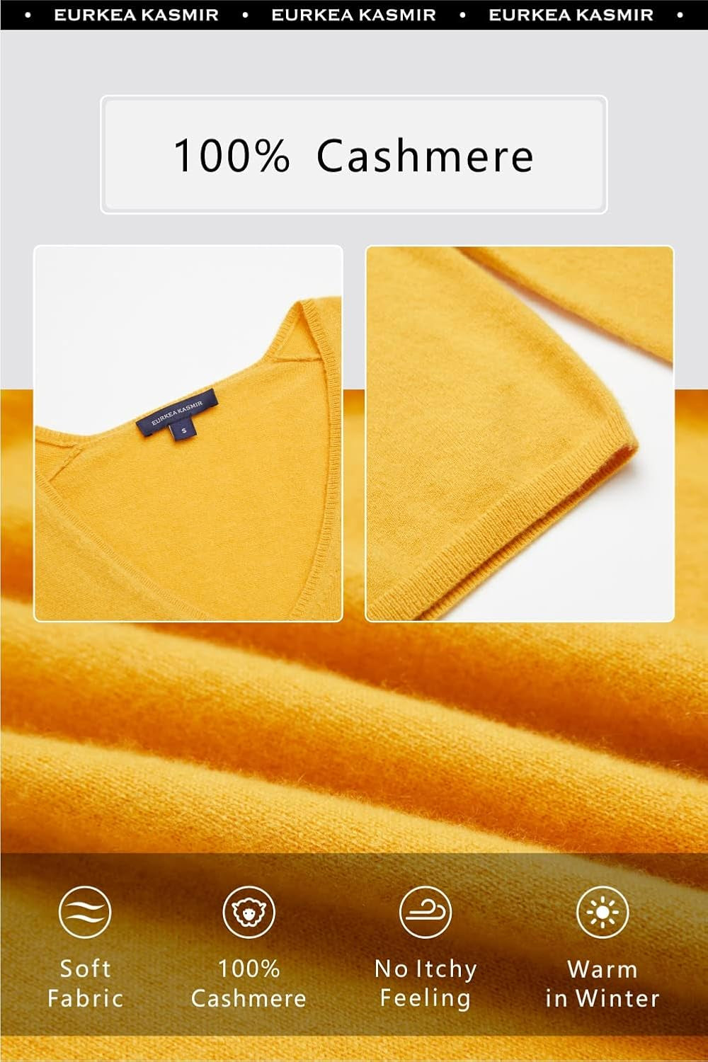 Women'S V Neck 100% Cashmere Sweater, Long Sleeve Pullover, Winter Top for Women, Gifts Ready