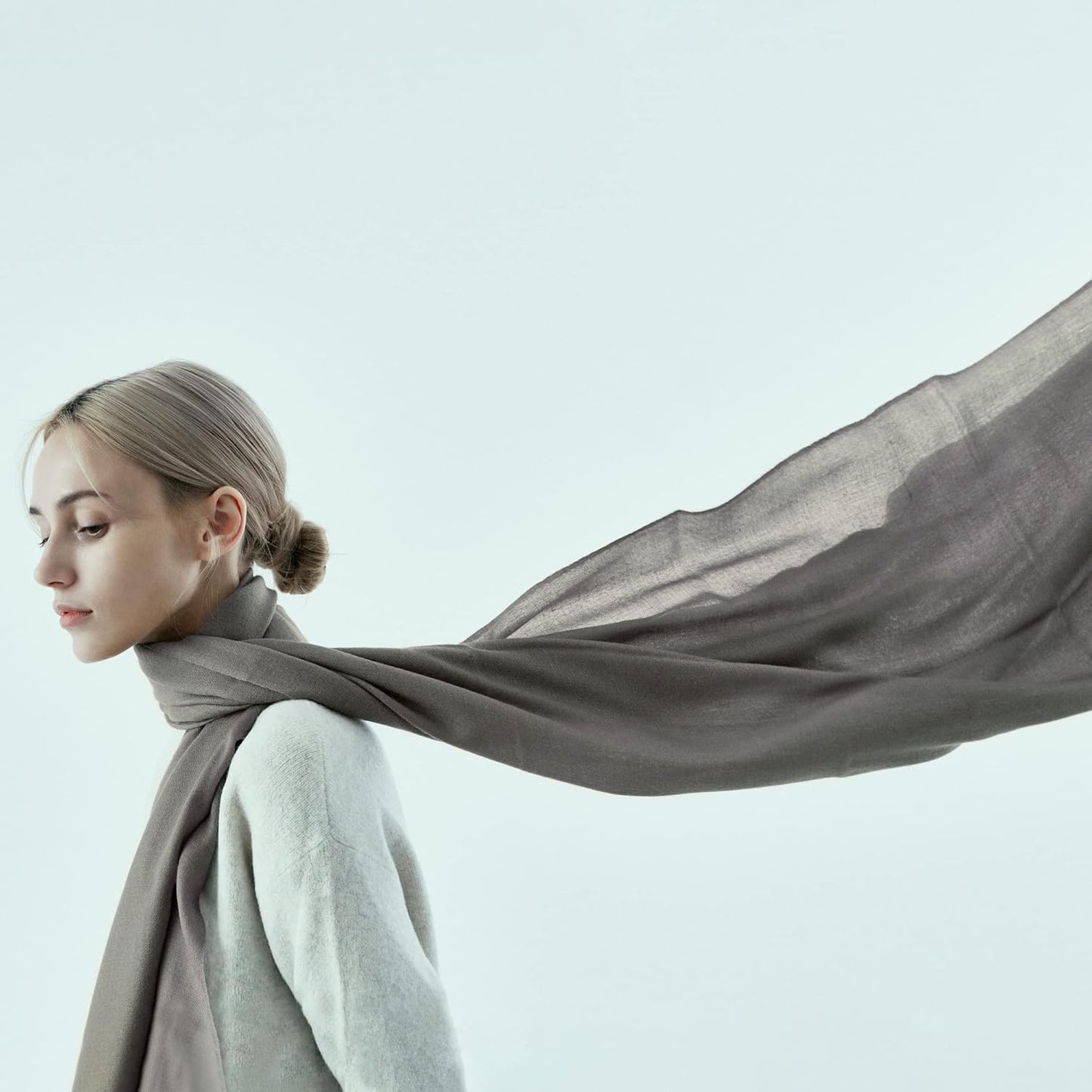 100% Cashmere from Himalaya – Prestigious Woven Wrap Shawl, Extra Large Scarf Stole for Women (Atmosphere)