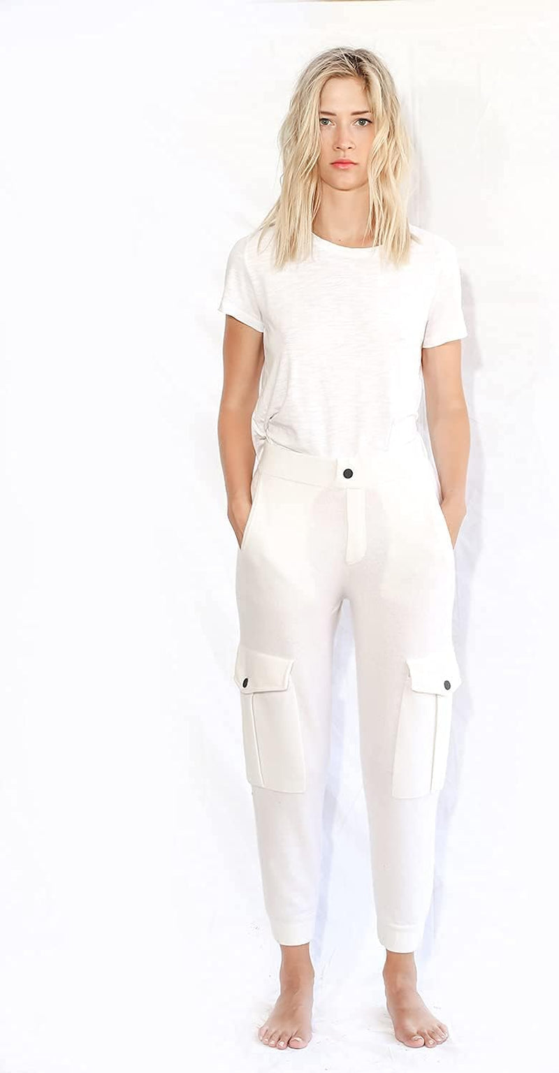 Women'S Cargo Pants - 100% Cashmere Side Pockets Breathable Comfy Fitted