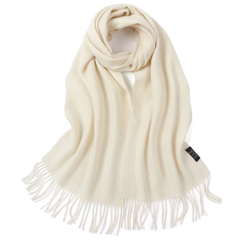 100% Cashmere Scarf Women Luxury Brand Pashmina Unisex Men Solid Color Warm Autumn Winter Thick Real Soft Long Cashmere Scarves