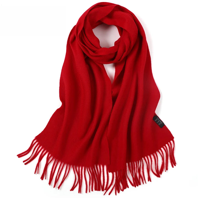 100% Cashmere Scarf Women Luxury Brand Pashmina Unisex Men Solid Color Warm Autumn Winter Thick Real Soft Long Cashmere Scarves