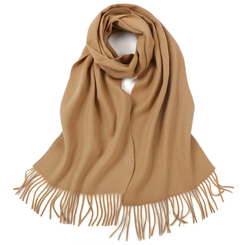 100% Cashmere Scarf Women Luxury Brand Pashmina Unisex Men Solid Color Warm Autumn Winter Thick Real Soft Long Cashmere Scarves