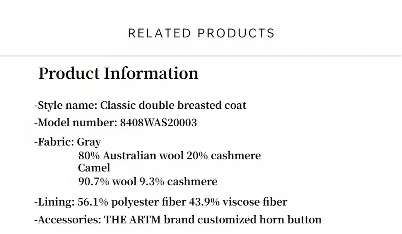 "Lonely Sandbank" Sheep Wool Cashmere Blend Classic Tie Shoulder Sleeve Double-Breasted Coat Jacket Women