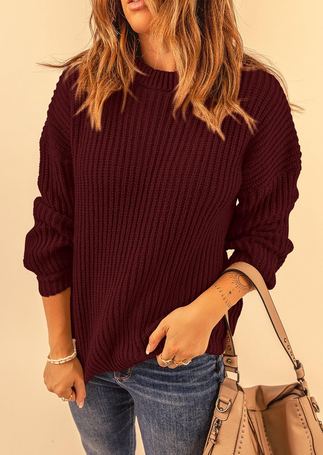 Fall Sweaters for Women 2025 Fashion Long Sleeve Casual Ribbed Knit Winter Clothes Pullover Jumper Tops