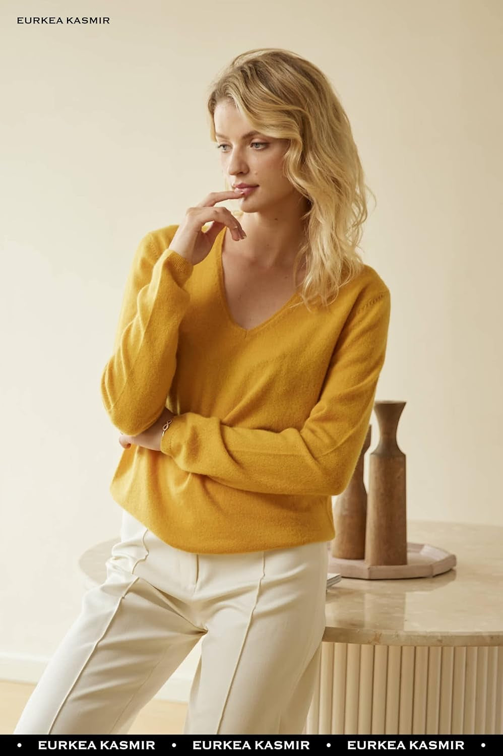 Women'S V Neck 100% Cashmere Sweater, Long Sleeve Pullover, Winter Top for Women, Gifts Ready
