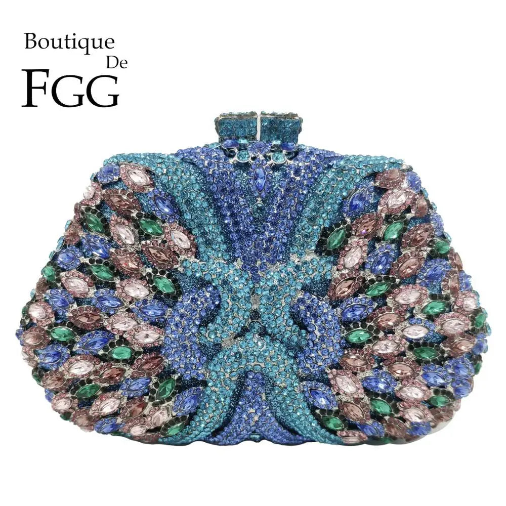(In Stock) Multicoloured Women Crystal Bags Evening Clutches Purses Party Cocktail Rhinestone Minaudiere Handbag