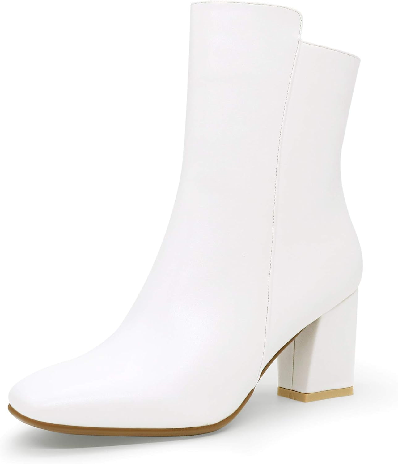 Women'S Ada Fashion Square Toe Ankle Boots Low Block Heel Short Boots Side Zipper Booties Shoes- Half Size Larger