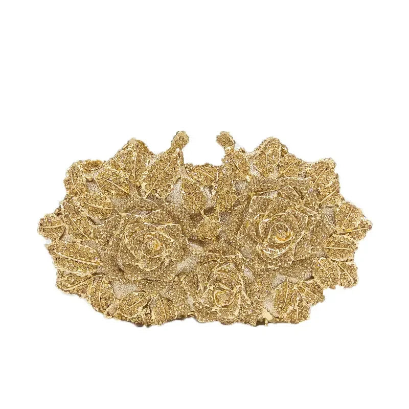(In Stock) Elegant Flower Crystal Clutch Women Evening Bags Wedding Bridal Handbags Party Dinner Rhinestone Bags