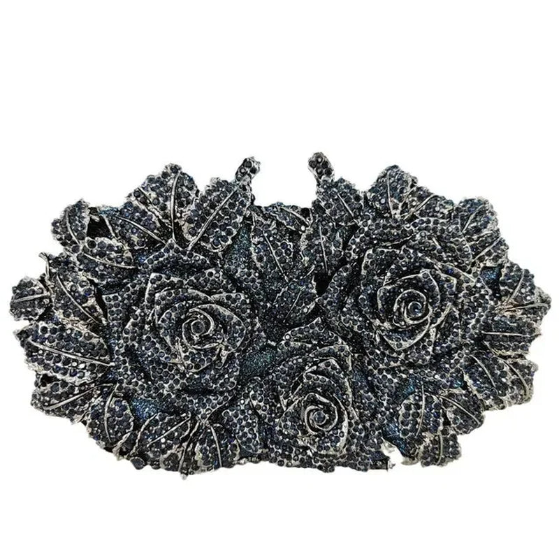 (In Stock) Elegant Flower Crystal Clutch Women Evening Bags Wedding Bridal Handbags Party Dinner Rhinestone Bags