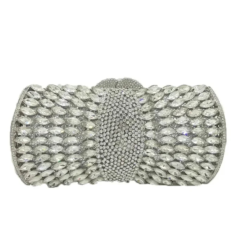 (In Stock) Elegant Purple Women Crystal Evening Bags Ladies Diamond Minaudiere Wedding Clutch Handbag and Purse