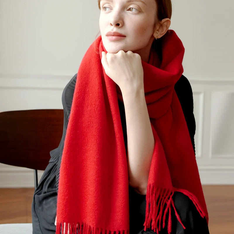 Solidlove Wool Winter Scarf Women Scarves Adult Scarves for Ladies 100% Wool Scarf Women Fashion Cashmere Poncho Wrap