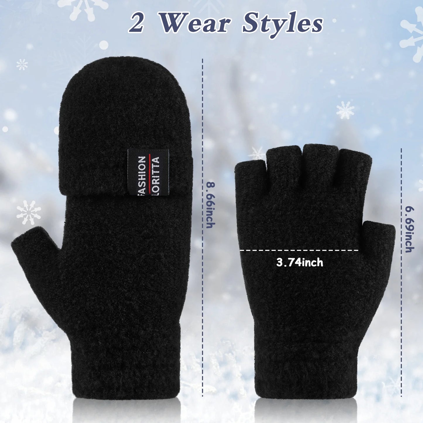Womens Winter Gloves, 4 Pack Warm Knitted Fingerless Gloves for Women Men Black Gray Blue and Dark Blue