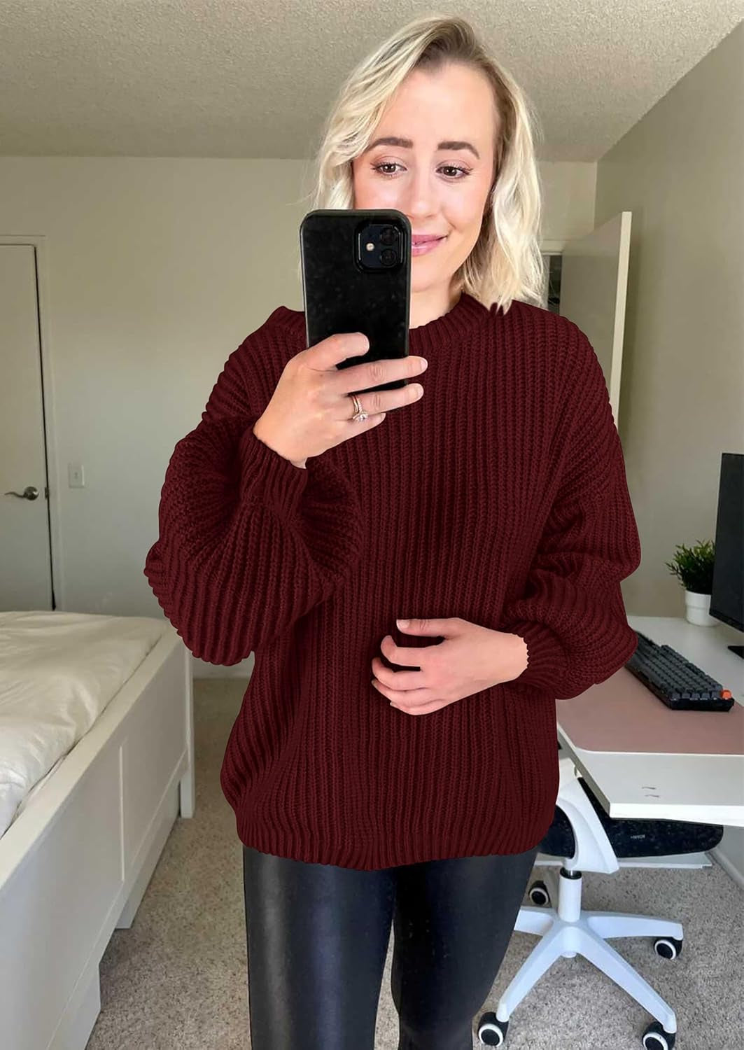 Fall Sweaters for Women 2025 Fashion Long Sleeve Casual Ribbed Knit Winter Clothes Pullover Jumper Tops