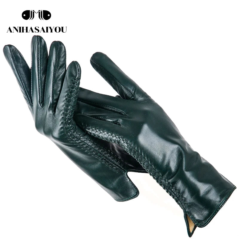 Simple Leather Gloves Women,Colored Genuine Women'S Leather Gloves,Women'S Genuine Leather Gloves,Sheepskin Women'S Gloves -2225