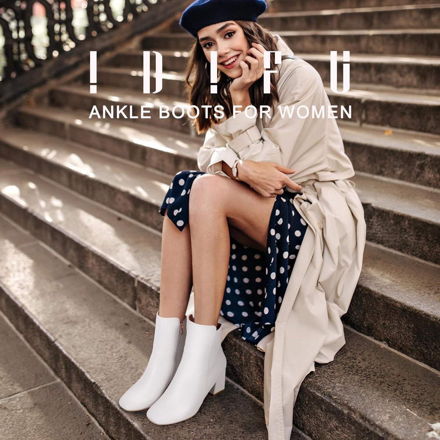 Women'S Ada Fashion Square Toe Ankle Boots Low Block Heel Short Boots Side Zipper Booties Shoes- Half Size Larger
