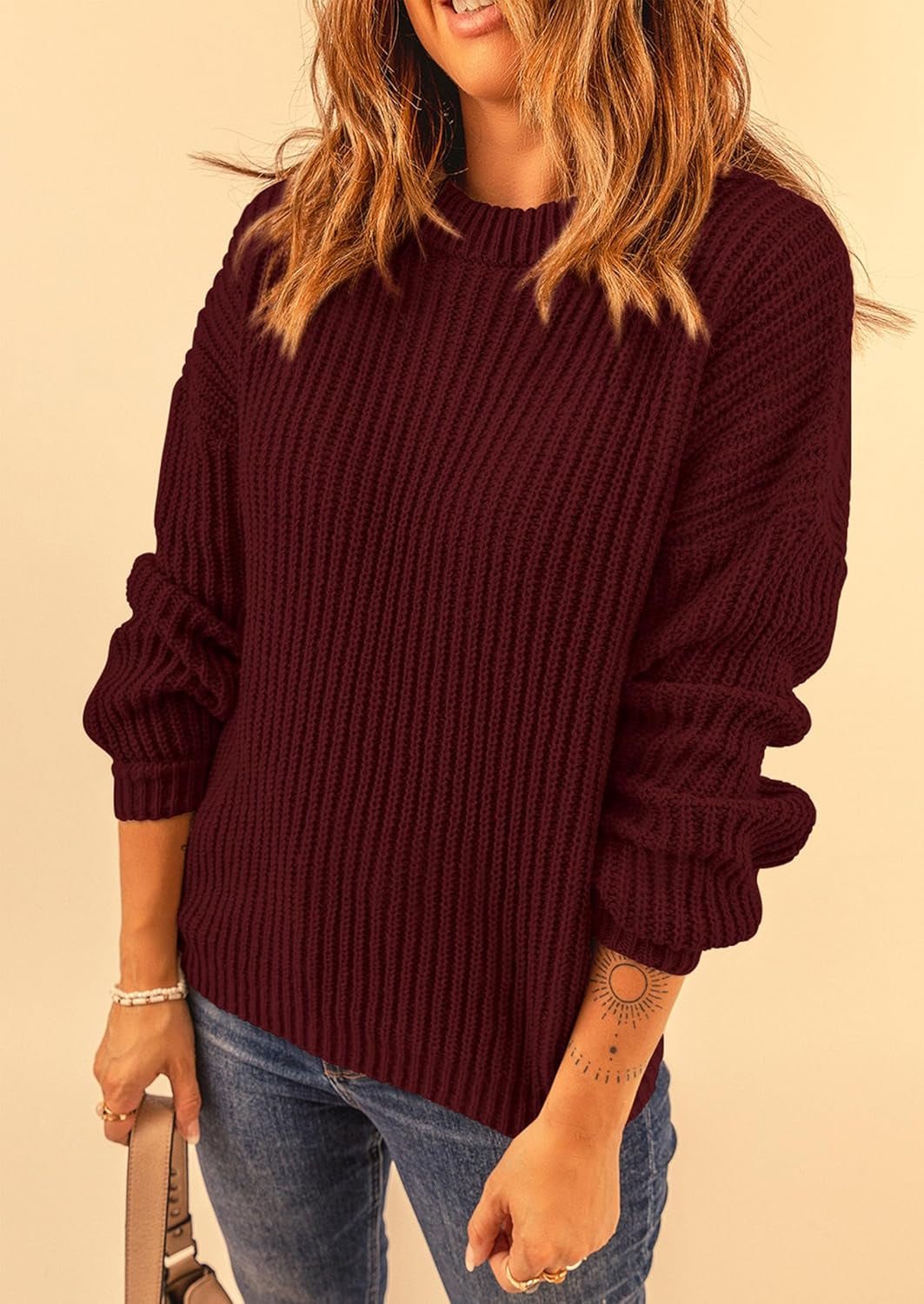 Fall Sweaters for Women 2025 Fashion Long Sleeve Casual Ribbed Knit Winter Clothes Pullover Jumper Tops