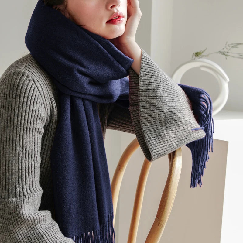 Solidlove Wool Winter Scarf Women Scarves Adult Scarves for Ladies 100% Wool Scarf Women Fashion Cashmere Poncho Wrap