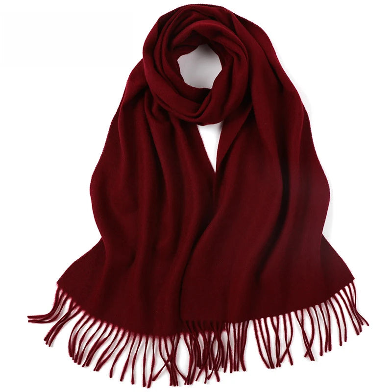 100% Cashmere Scarf Women Luxury Brand Pashmina Unisex Men Solid Color Warm Autumn Winter Thick Real Soft Long Cashmere Scarves