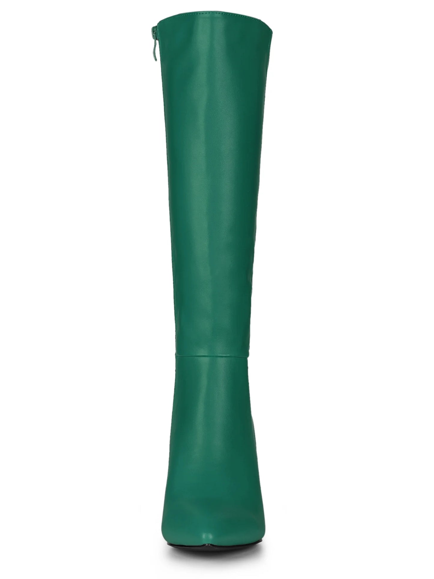 Women Pointed Toe Side Zipper Stiletto Heel Knee High Boots Dark Green 8