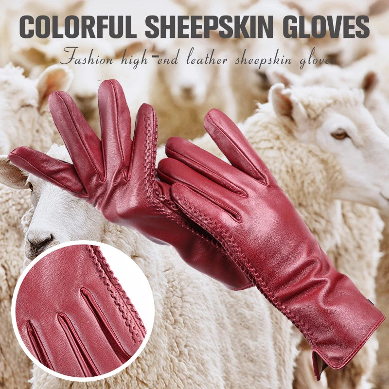 Simple Leather Gloves Women,Colored Genuine Women'S Leather Gloves,Women'S Genuine Leather Gloves,Sheepskin Women'S Gloves -2225