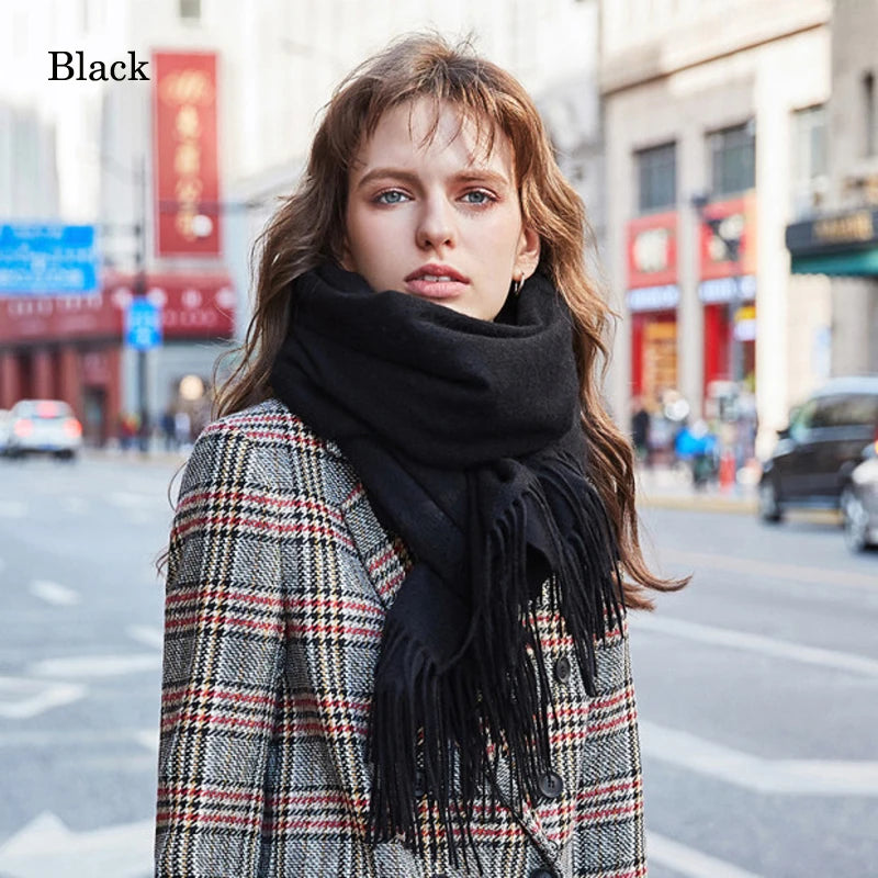 Solidlove Wool Winter Scarf Women Scarves Adult Scarves for Ladies 100% Wool Scarf Women Fashion Cashmere Poncho Wrap