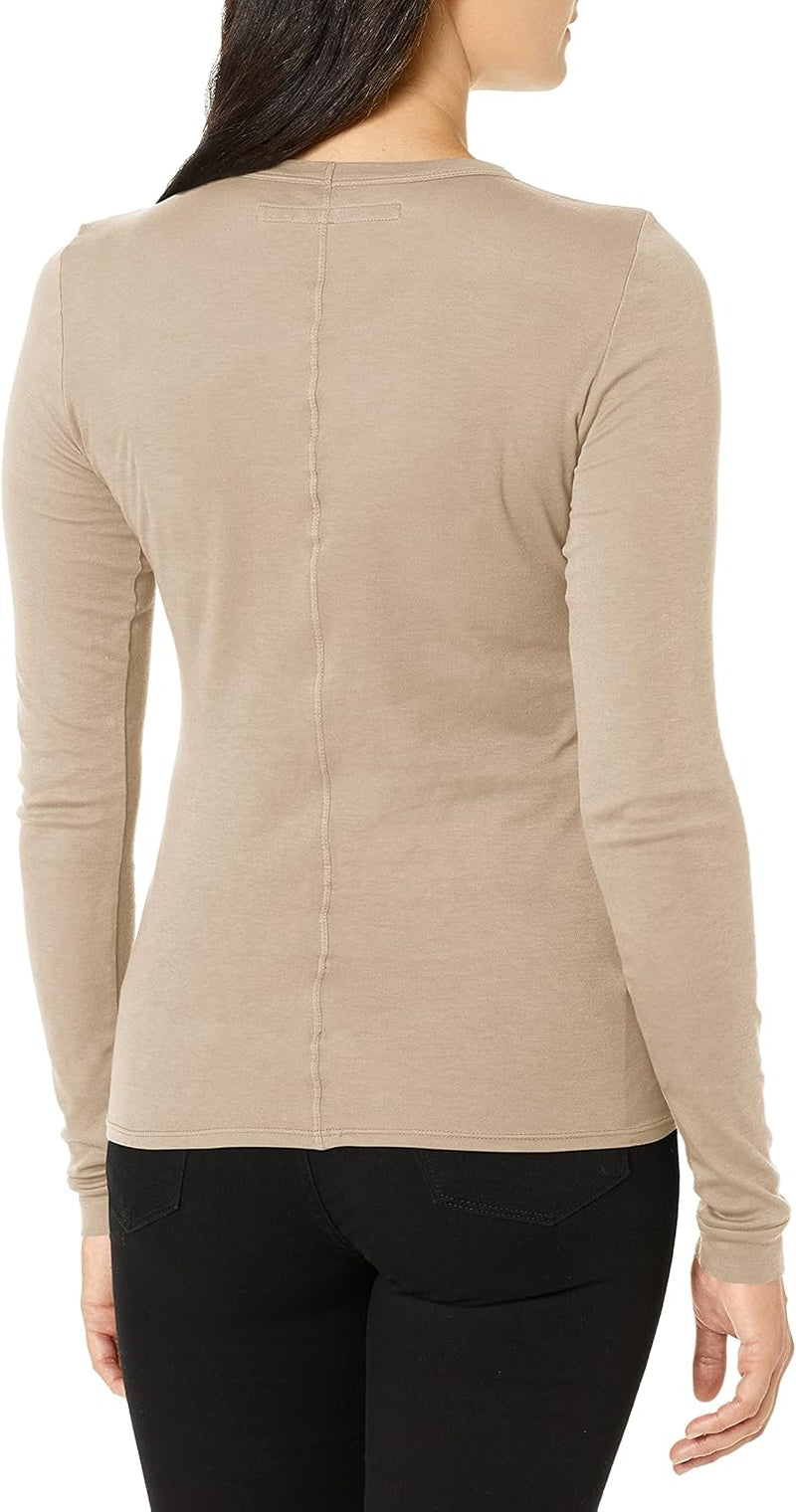 Women'S Essential Supima Cotton Bold Long Sleeve Crew Neck Top