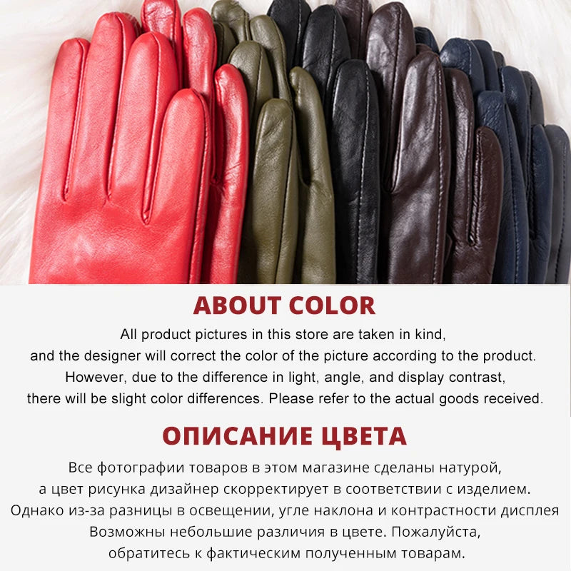 Simple Leather Gloves Women,Colored Genuine Women'S Leather Gloves,Women'S Genuine Leather Gloves,Sheepskin Women'S Gloves -2225