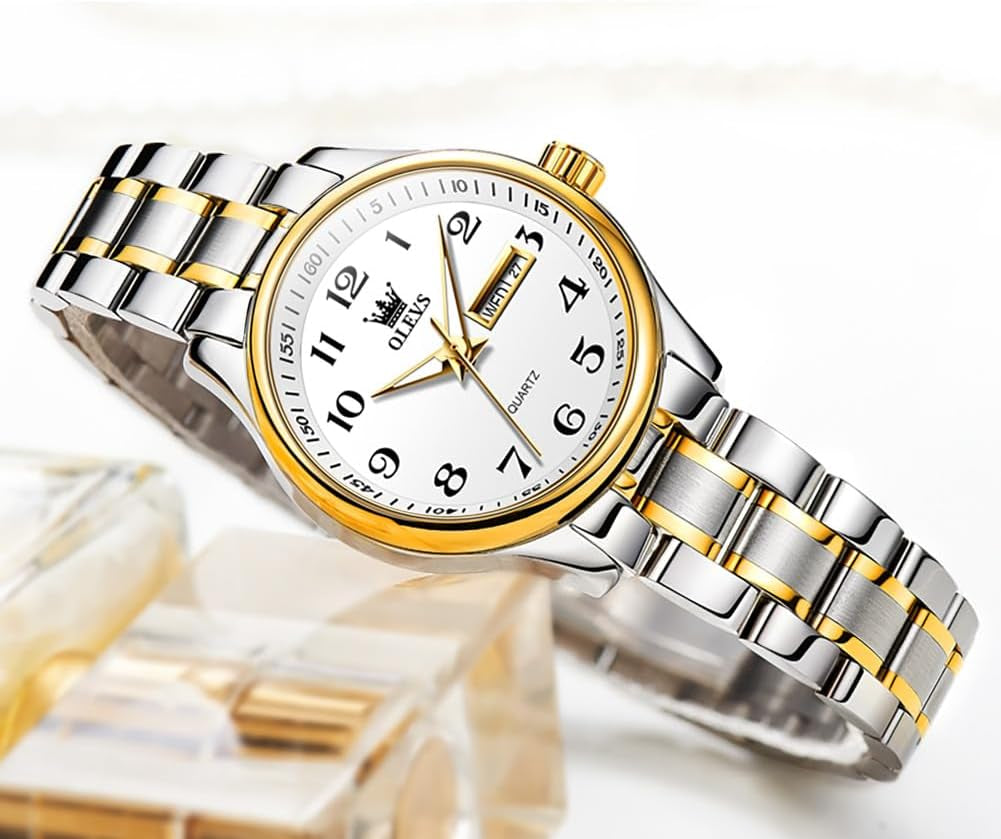 Luxury Ladies Watches,Women'S Watch with Day and Date,Female Watch for Small Wrist,Gold Stainless Steel Watches for Women,Easy Read Ladies Wrist Watches Waterproof(Adjustable Strap