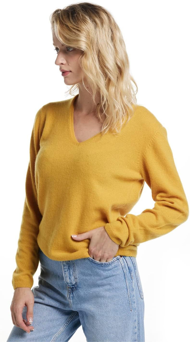 Women'S V Neck 100% Cashmere Sweater, Long Sleeve Pullover, Winter Top for Women, Gifts Ready