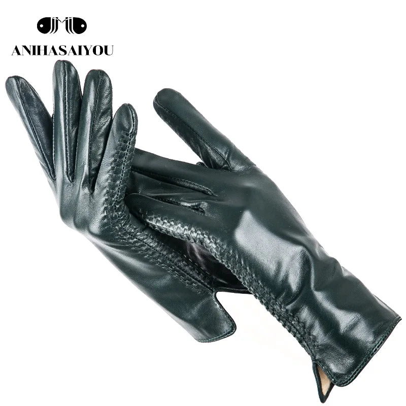 Simple Leather Gloves Women,Colored Genuine Women'S Leather Gloves,Women'S Genuine Leather Gloves,Sheepskin Women'S Gloves -2225