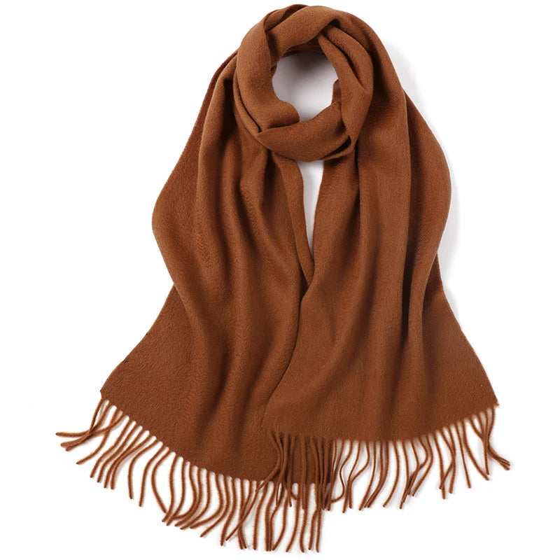 100% Cashmere Scarf Women Luxury Brand Pashmina Unisex Men Solid Color Warm Autumn Winter Thick Real Soft Long Cashmere Scarves
