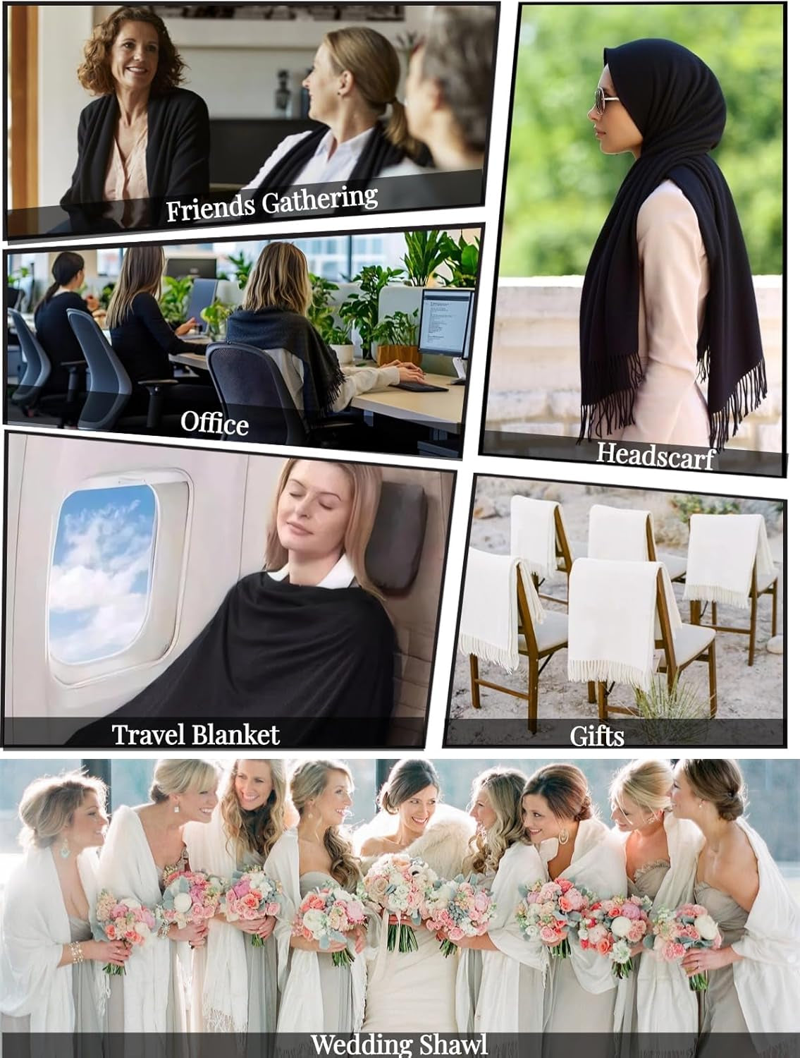 Pashmina Shawl Wraps Cashmere Feel Soft Scarves Winter Warm Fashion Scarf Women Evening Dresses Wedding Bridesmaid