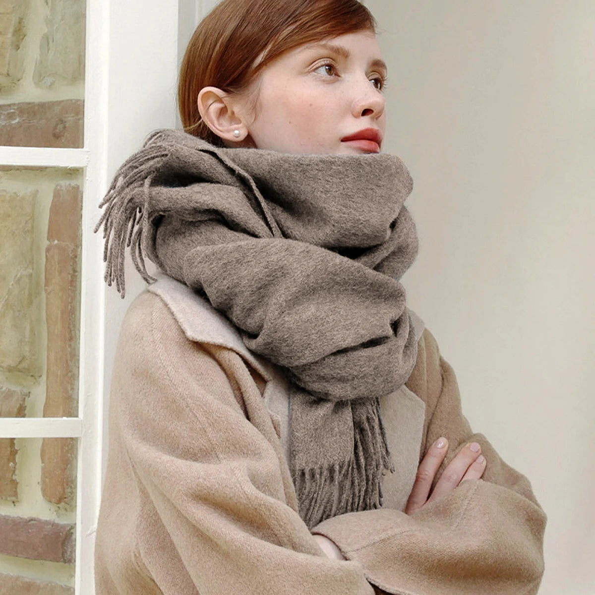 Solidlove Wool Winter Scarf Women Scarves Adult Scarves for Ladies 100% Wool Scarf Women Fashion Cashmere Poncho Wrap