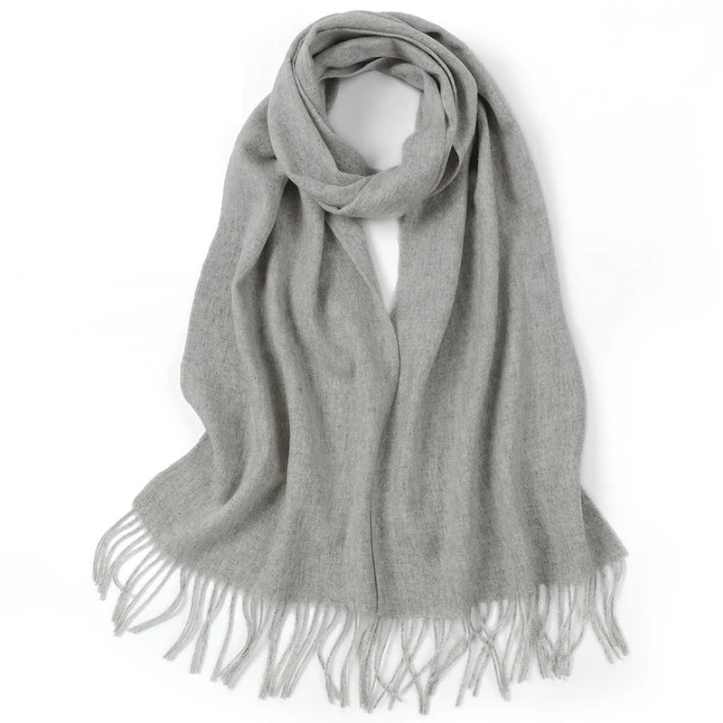 100% Cashmere Scarf Women Luxury Brand Pashmina Unisex Men Solid Color Warm Autumn Winter Thick Real Soft Long Cashmere Scarves
