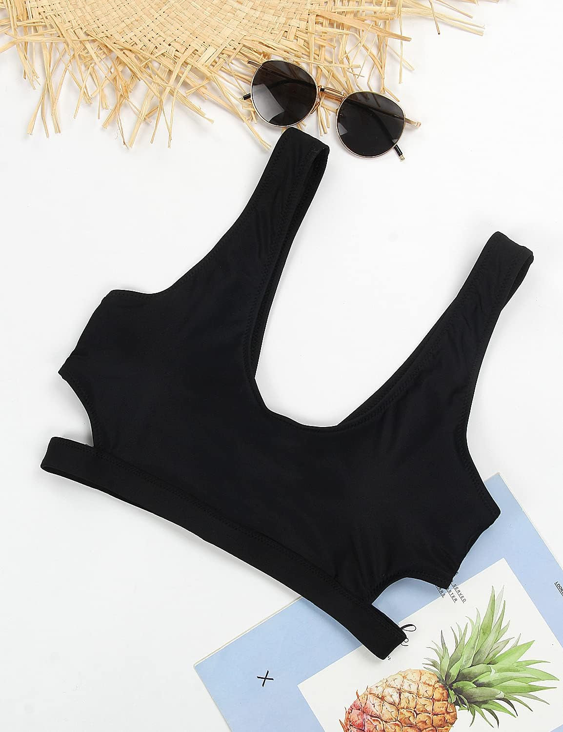 Women'S High Waisted Swimsuit Crop Top Cut Out Two Piece Cheeky High Rise Bathing Suit Bikini