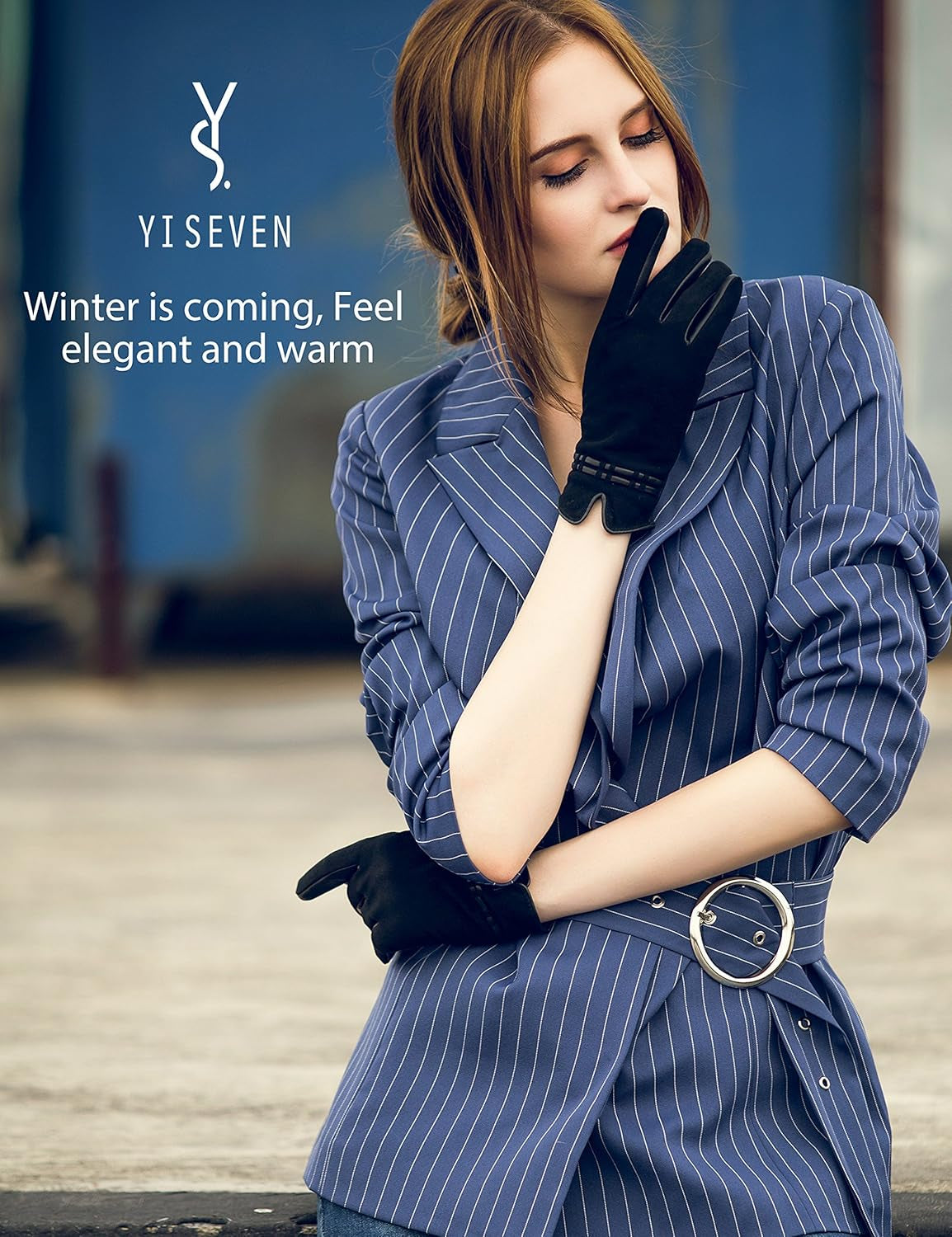 Women’S Winter Sheepskin Suede Leather Gloves Touchscreen