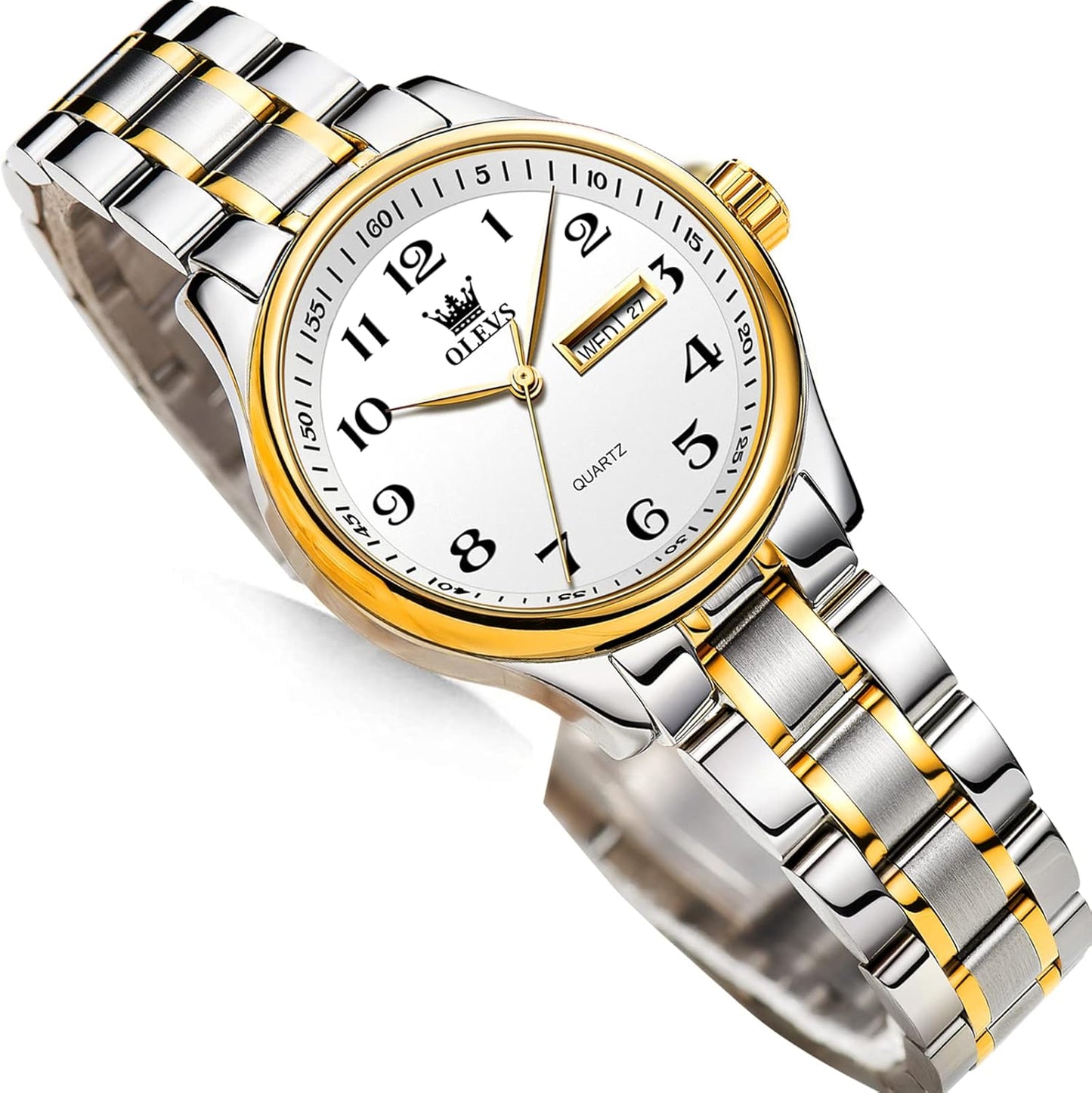 Luxury Ladies Watches,Women'S Watch with Day and Date,Female Watch for Small Wrist,Gold Stainless Steel Watches for Women,Easy Read Ladies Wrist Watches Waterproof(Adjustable Strap