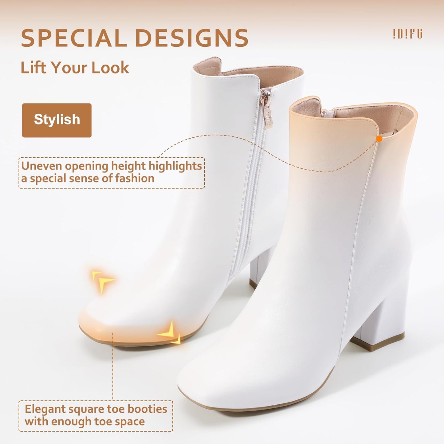 Women'S Ada Fashion Square Toe Ankle Boots Low Block Heel Short Boots Side Zipper Booties Shoes- Half Size Larger
