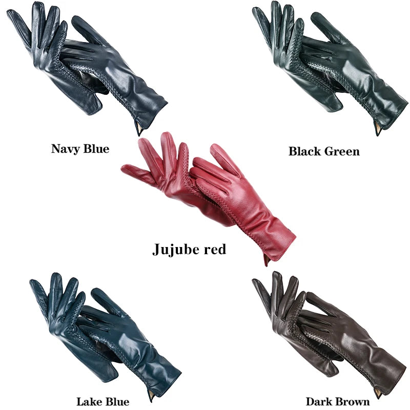 Simple Leather Gloves Women,Colored Genuine Women'S Leather Gloves,Women'S Genuine Leather Gloves,Sheepskin Women'S Gloves -2225