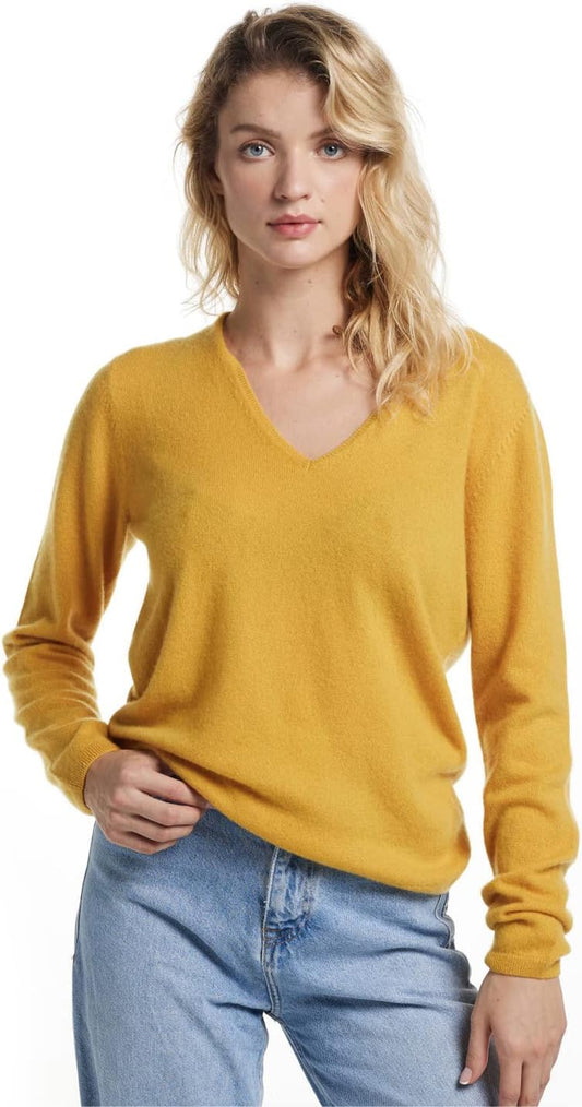 Women'S V Neck 100% Cashmere Sweater, Long Sleeve Pullover, Winter Top for Women, Gifts Ready