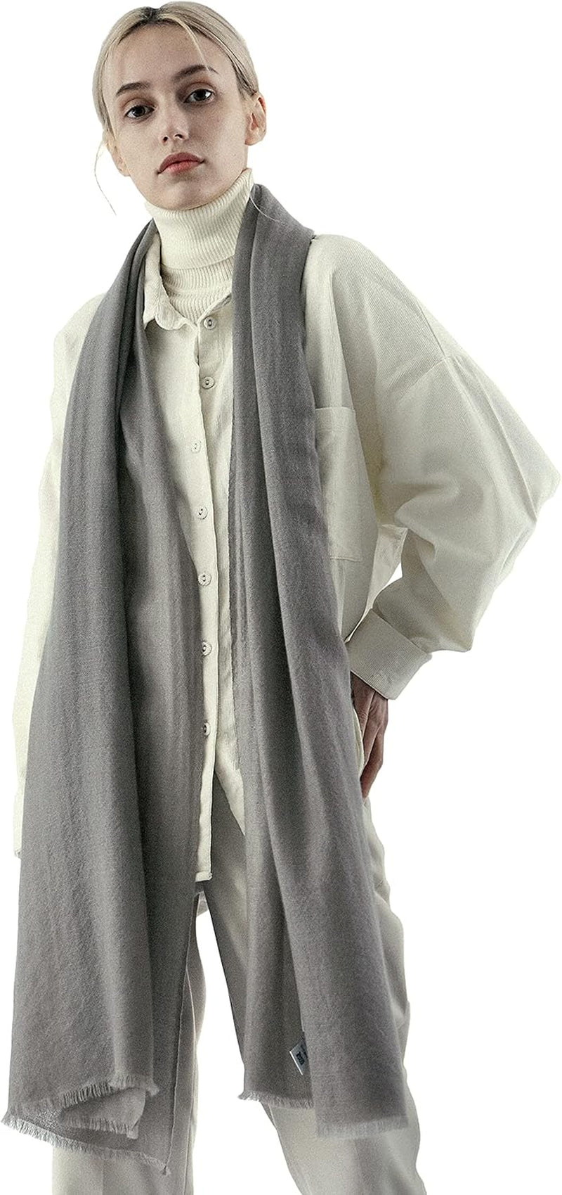 100% Cashmere from Himalaya – Prestigious Woven Wrap Shawl, Extra Large Scarf Stole for Women (Atmosphere)