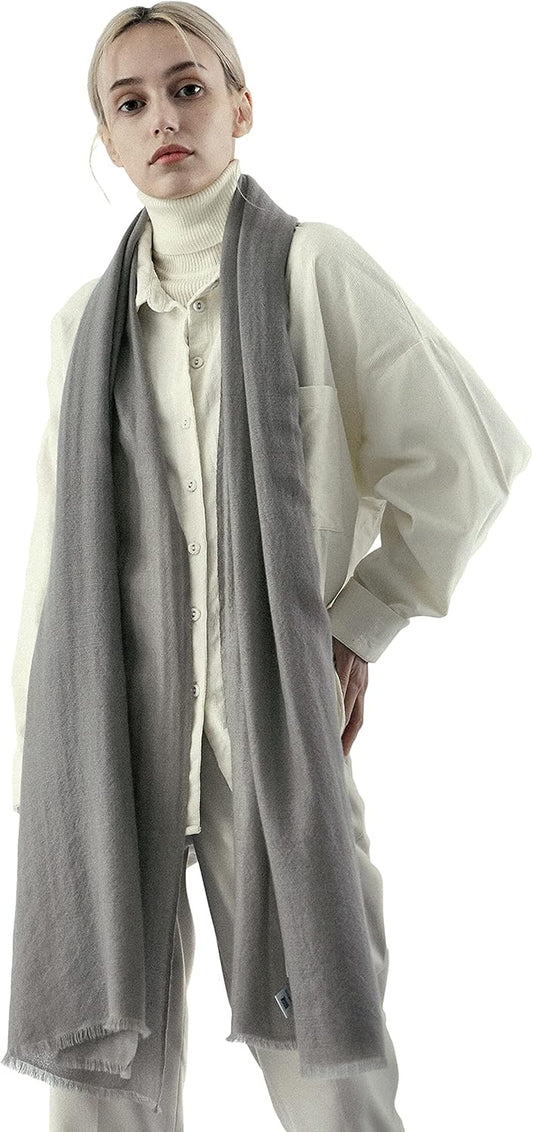 100% Cashmere from Himalaya – Prestigious Woven Wrap Shawl, Extra Large Scarf Stole for Women (Atmosphere)