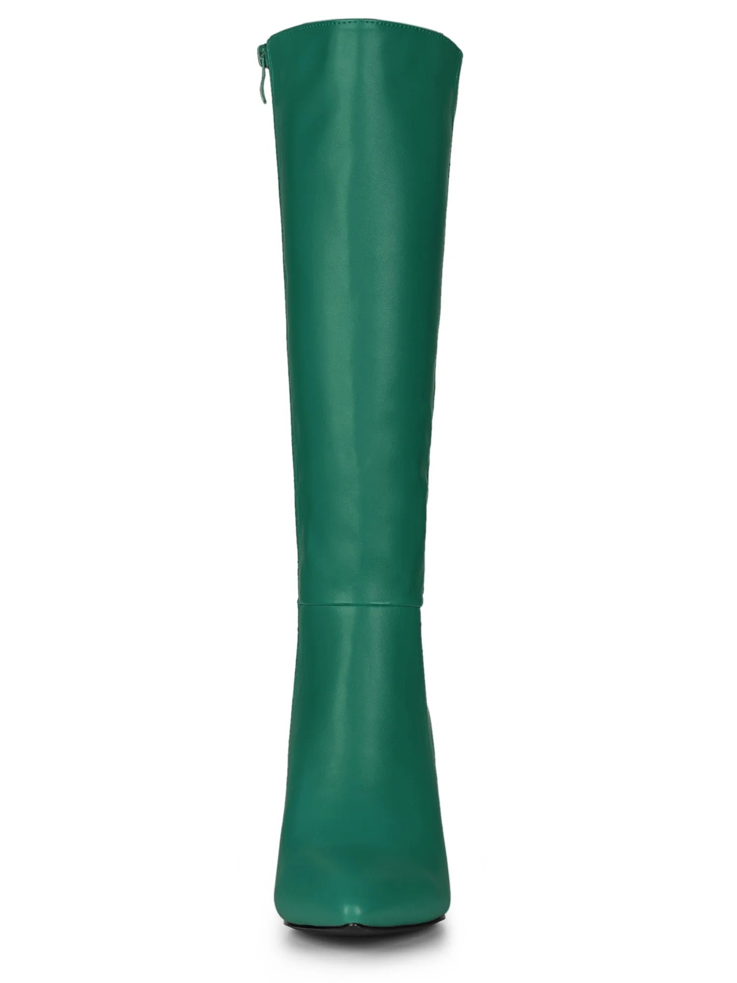 Women Pointed Toe Side Zipper Stiletto Heel Knee High Boots Dark Green 8