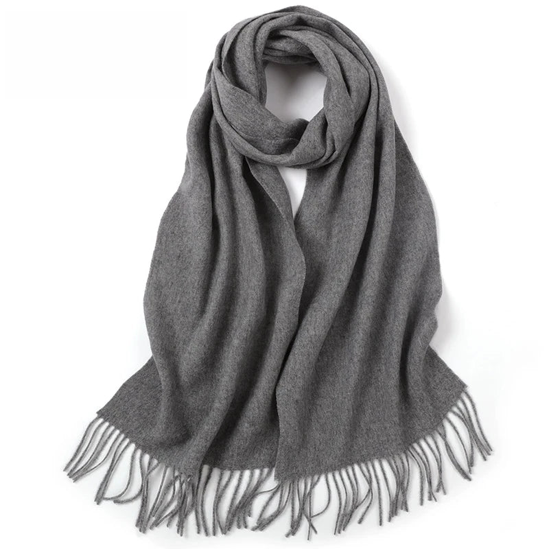 100% Cashmere Scarf Women Luxury Brand Pashmina Unisex Men Solid Color Warm Autumn Winter Thick Real Soft Long Cashmere Scarves