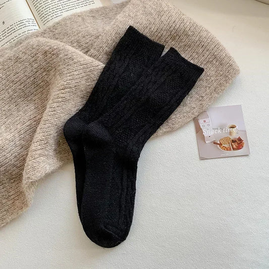 New Winter Socks Women Cashmere Wool Thicken Warm Women Socks Sox Japanese Fashion Harajuku Solid Color Thermal Long Socks