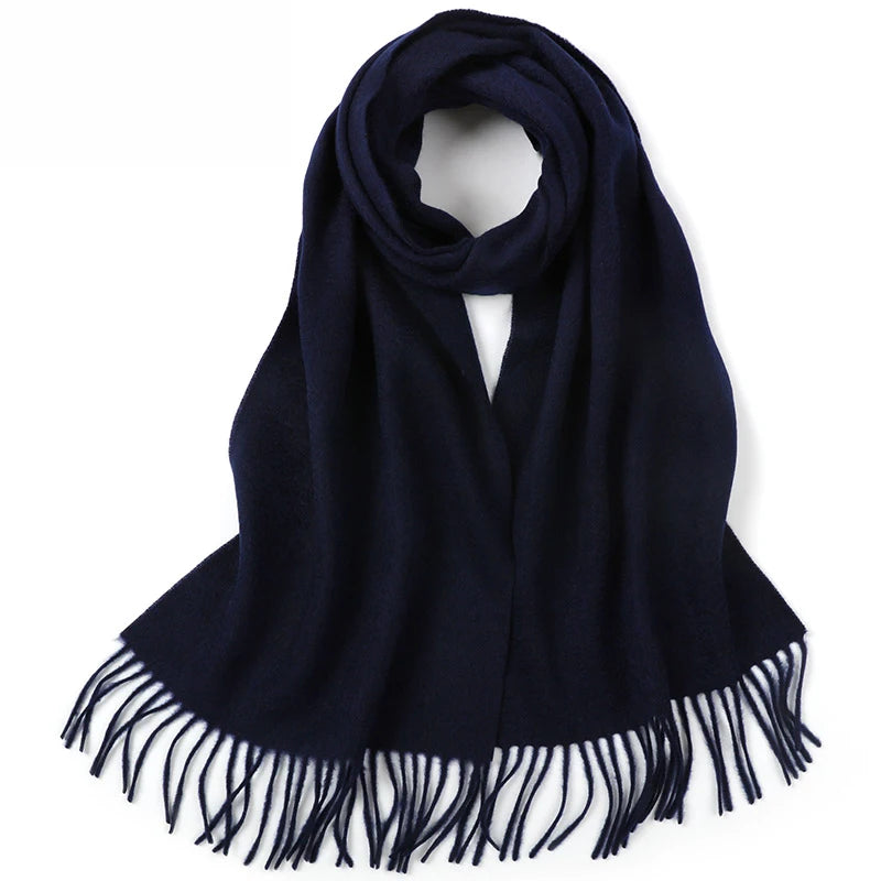 100% Cashmere Scarf Women Luxury Brand Pashmina Unisex Men Solid Color Warm Autumn Winter Thick Real Soft Long Cashmere Scarves